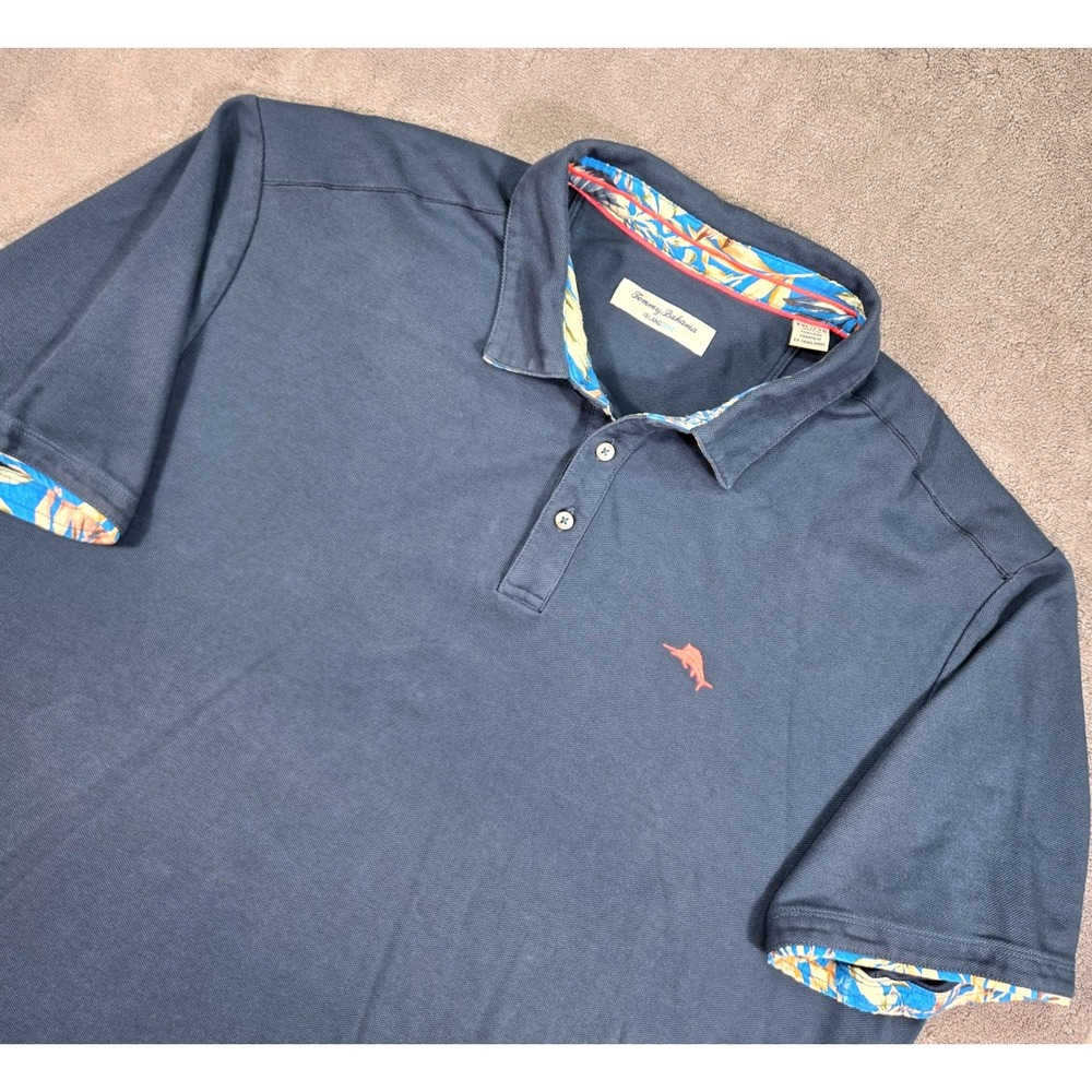 Tommy Bahama IslandZone Polo Shirt Mens 2XL Blue Emfielder Supima Blend